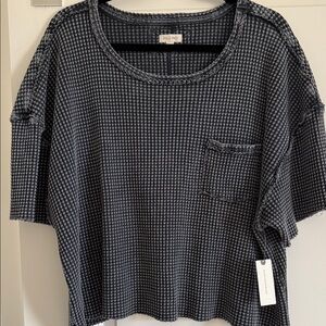 Pilcro Women's Black wash waffle top